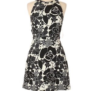 NEW Zara Black White Printed Cut Out Fitted Dress